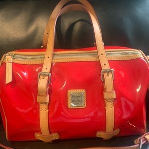 Dooney & Bourke Red Patent Leather barrel satchel.